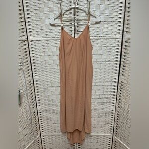 Doe & Rae high‎ low maxi dress macrame smock back size S EUC peach color